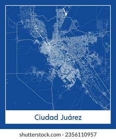 City Map Ciudad Juarez Mexico North America blue print round Circle vector illustration