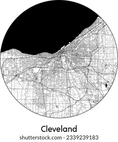 Mapa de la ciudad Cleveland Estados Unidos Norteamérica ilustración de vector Circle redonda