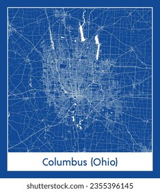 City Map Columbus Ohio United States North America blue print round Circle vector illustration