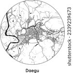 City Map Daegu South Korea Asia round Circle vector illustration