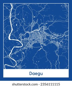 City Map Daegu South Korea Asia blue print round Circle vector illustration