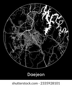 City Map Daejeon South Korea Asia round Circle vector illustration