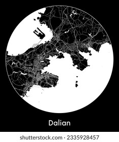 City Map Dalian China Asia round Circle vector illustration