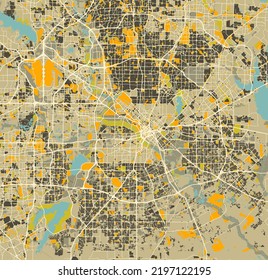 City map of Dallas, Texas, United States