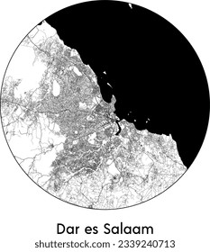 City Map Dar es Salaam Tanzania Africa round Circle vector illustration