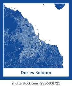 City Map Dar es Salaam Tanzania Africa blue print round Circle vector illustration