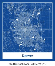 Mapa de la ciudad Denver Estados Unidos Norteamérica impresión azul Circle vector ilustración