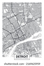 Stadtplan Detroit, Reisevektorplakatdesign