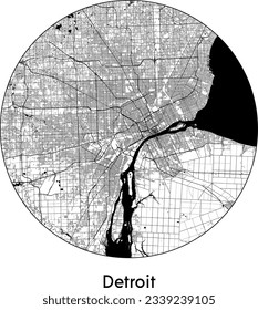 City Map Detroit United States North America round Circle vector illustration