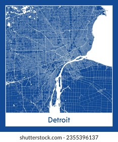 City Map Detroit United States North America blue print round Circle vector illustration