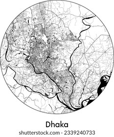 City Map Dhaka Bangladesh Asia round Circle vector illustration