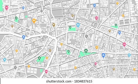 city map digital design with icon mark on street and building.vector illustration