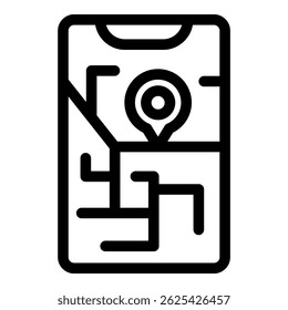City map displayed on a smartphone screen with a location pin, representing navigation or gps tracking