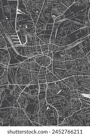 Mapa de la ciudad Dortmund, Plan detallado monocromo, Ilustración vectorial