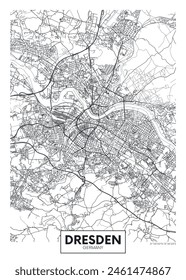 City map Dresden, detailed urban planning travel vector poster design