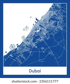 City Map Dubai United Arab Emirates Asia blue print round Circle vector illustration