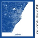 City Map Durban South Africa Africa blue print round Circle vector illustration