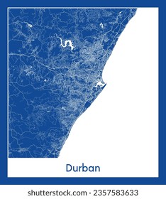 City Map Durban South Africa Africa blue print round Circle vector illustration