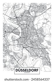 City map Dusseldorf, detailed urban planning travel vector poster design