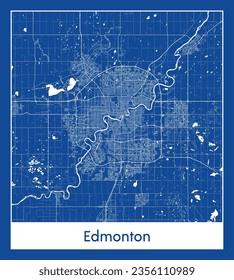 Mapa de la ciudad Edmonton Canadá Norteamérica Impresión azul Circular ilustración vectorial