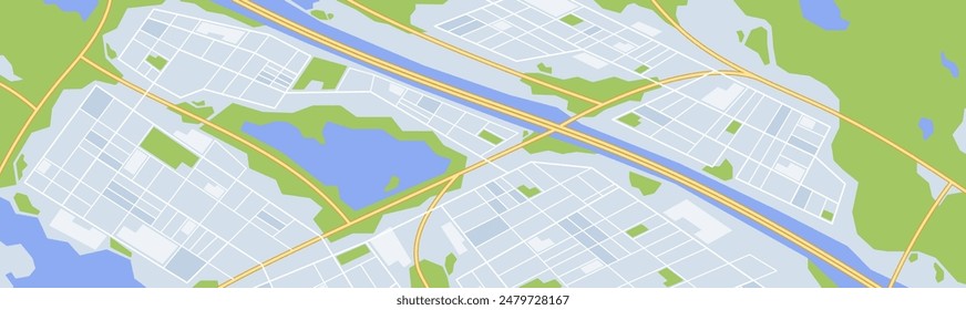 Mapa De La Ciudad Con Calles Detalladas, Autopistas Y Masas De Agua, Destaca La Planificación Urbana, La Infraestructura