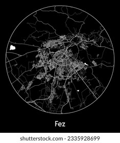 City Map Fez Morocco Africa round Circle vector illustration