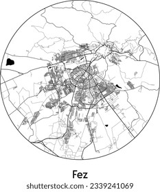 City Map Fez Morocco Africa round Circle vector illustration