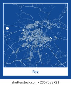 City Map Fez Morocco Africa blue print round Circle vector illustration