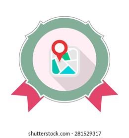 City map flat icon with long shadow on badge background,EPS 10