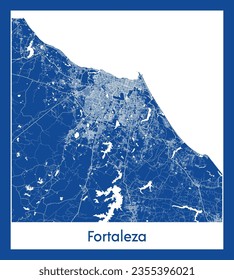 City Map Fortaleza Brazil South America blue print round Circle vector illustration