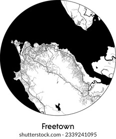 City Map Freetown Sierra Leone Africa round Circle vector illustration