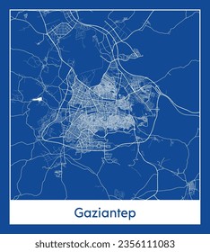 City Map Gaziantep Turkey Asia blue print round Circle vector illustration