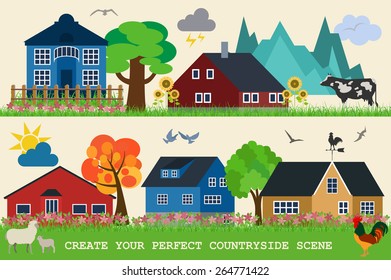 City map generator. Elements for creating your perfect city. Vector illustration