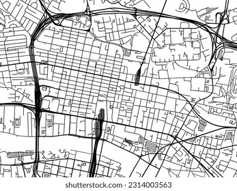 Mapa urbano del Centro Glasgow en el Reino Unido con carreteras negras aisladas en un fondo blanco.