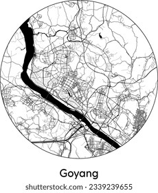 City Map Goyang South Korea Asia round Circle vector illustration