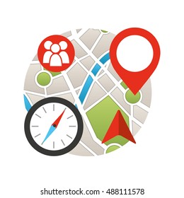 city map with gps icon vector illustration design