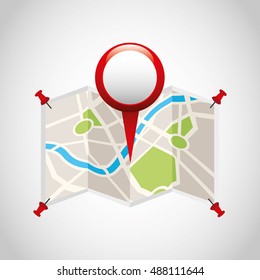 city map with gps icon vector illustration design