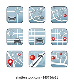 City map with GPS icons. vector, gradient, EPS10