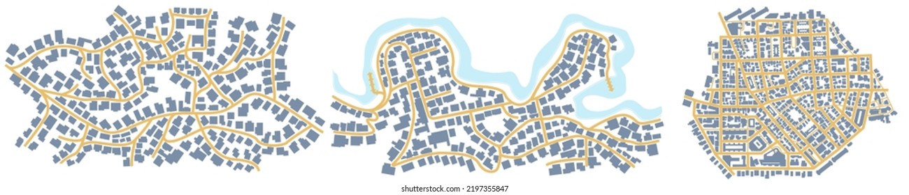 City map. GPS navigator. Fictional district plan. Top view, view from above. Abstract background. Cute simple design. Flat style vector illustration. Vector, illustration isolated on white.