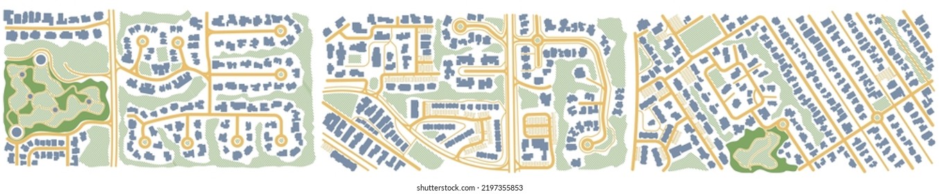 City map. GPS navigator. Fictional district plan. Top view, view from above. Abstract background. Cute simple design. Flat style vector illustration. Vector, illustration isolated on white.