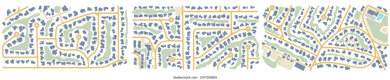City map. GPS navigator. Fictional district plan. Top view, view from above. Abstract background. Cute simple design. Flat style vector illustration. Vector, illustration isolated on white.