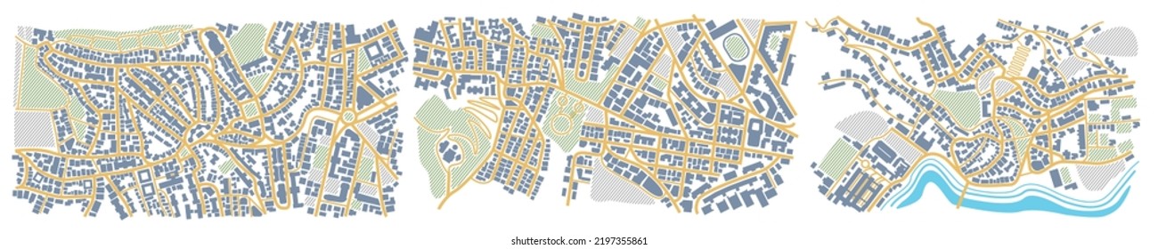City map. GPS navigator. Fictional district plan. Top view, view from above. Abstract background. Cute simple design. Flat style vector illustration. Vector, illustration isolated on white.
