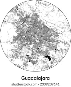 Mapa de la Ciudad Guadalajara México Norteamérica Circular ilustración vectorial