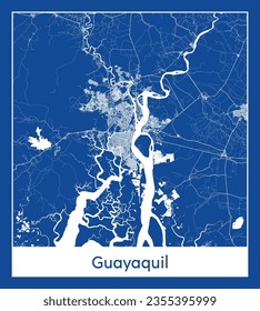 Mapa de la ciudad Guayaquil Ecuador Sudamérica impresión azul redonda Circular ilustración vectorial