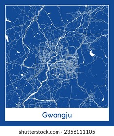 City Map Gwangju South Korea Asia blue print round Circle vector illustration