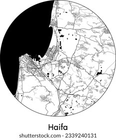 City Map Haifa Israel Asia round Circle vector illustration