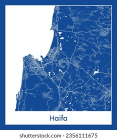 City Map Haifa Israel Asia blue print round Circle vector illustration