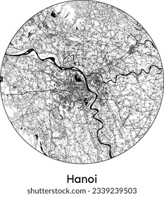 City Map Hanoi Vietnam Asia round Circle vector illustration