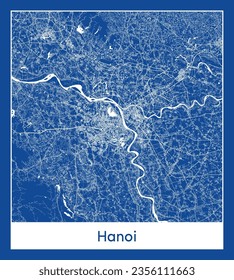 City Map Hanoi Vietnam Asia blue print round Circle vector illustration