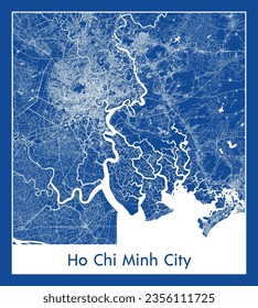 City Map Ho Chi Minh City Vietnam Asia blue print round Circle vector illustration